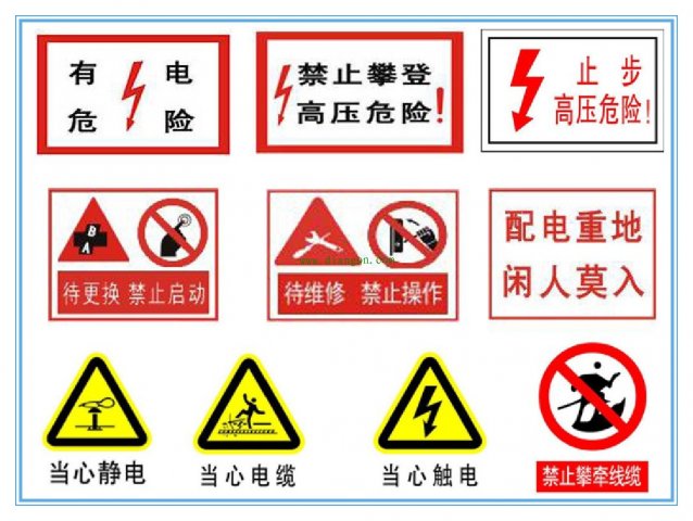  用電安全警示標志 